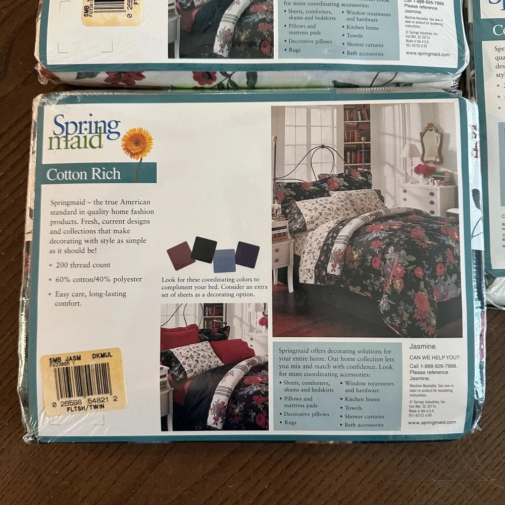 Vintage Springmaid Cotton Rich Jasmine Twin Size Sheet Set New‎ NOS Florals